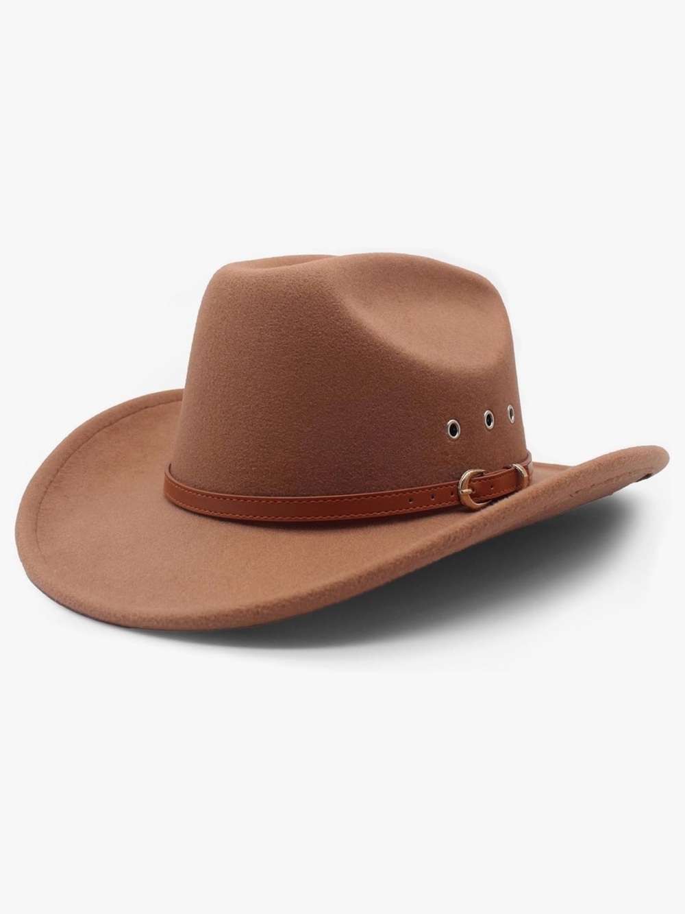 Brown Felt Western Outback Hat with Faux Leather Band